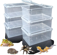 Terrarium en plastique transparent pour reptiles, boîte d'élevage avec couvercle, habitat pour gecko, lézard, hermit crab, grenouille arboricole, tortue