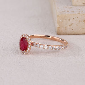 Gran Oferta personalizada Buena entrega 18K oro rosa real diamante natural y corte ovalado joyería fina anillo de compromiso uso diario para mujer - Product Image 5