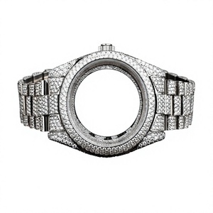 Montre de luxe pour homme en acier inoxydable avec moissanite, pavée de diamants, ton argent, fermoir déployant, bracelet de haute qualité et tendance - Product Image 1
