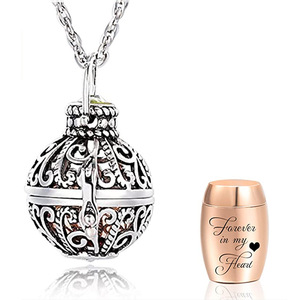 Sıcak satış çevre dostu paslanmaz çelik Urn Vintage yeni kolye yuvarlak Hollow külleri kolye sonsuza kalbimde kavanoz köpekler için - Product Image 6