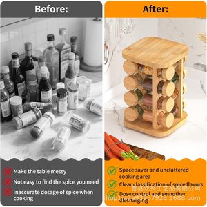 Estante Giratorio de Madera para Especias, Torre de Almacenamiento de 4 Niveles, Organizador Multifuncional para Encimera de Cocina - Product Image 5