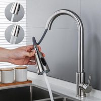 Robinet de cuisine moderne en acier inoxydable Mélangeur d'eau chaude et froide rotatif à 360 degrés