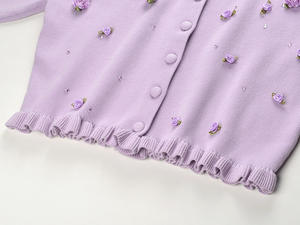 Lady French Style O-neck Long Sleeve Single-breasted <strong>Cardigan</strong> Slips Mini Dress Women Solid Knit Flowers <strong>Twin</strong> <strong>Sets</strong> - Product Image 5