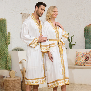 <span class=keywords><strong>Peignoir</strong></span> de luxe <span class=keywords><strong>en</strong></span> <span class=keywords><strong>satin</strong></span> pour <span class=keywords><strong>homme</strong></span>, style baroque, manches longues, idéal pour l'été, WP3403 - Product Image 2