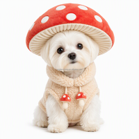 Vêtements personnalisés pour animaux de compagnie : Ensemble costume gilet polaire avec chapeau champignon pour chien, chaud pour l'hiver, pour chiots et chats de petite et moyenne taille, vente en gros OEM
