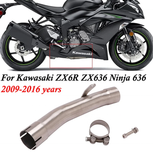 Tubo medio para <span class=keywords><strong>Kawasaki</strong></span> ZX6R ZX636 <span class=keywords><strong>Ninja</strong></span> <span class=keywords><strong>636</strong></span> <span class=keywords><strong>2009</strong></span> - 2016 escape de motocicleta deslizamiento en tubo de enlace medio inoxidable silenciador tubo medio - Product Image 3