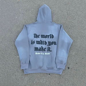 Ensemble 2 pièces de sweat à capuche et pantalon de survêtement de sport personnalisés pour hommes, survêtement de rue brodé et délavé à l'acide, survêtement en éponge pour hommes - Product Image 4