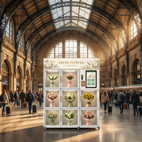 Kiosco Expendedor de Ramos de Flores Frescas, Máquina Expendedora Automática de Flores Refrigerada de 9 Puertas con Iluminación LED y Control de Temperatura