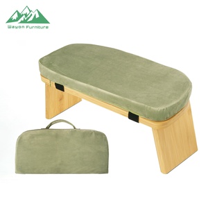 Banc de méditation pliable contemporain en <span class=keywords><strong>bambou</strong></span> avec coussin en velours, design léger et portable - Product Image 2