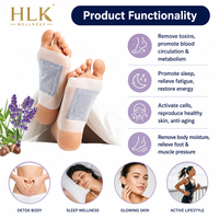 Patchs détoxifiants pour les pieds à la lavande HLK, extrait d'herbes naturelles, 6-8 heures, sans médicament, doux, pour un meilleur sommeil, OEM ODM, logo personnalisé