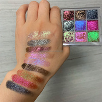 Palette de fards à paupières duochrome 9 couleurs, maquillage imperméable, paillettes lumineuses, marque privée, palette de fards à paupières multichrome