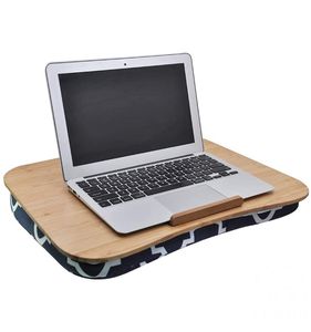 Escritorio de bambú con cojín, soporte para teléfono y repisa para dispositivos - Product Image 4