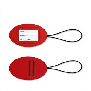 Cute Oval PU Leather Travel Luggage <b>Tag</b> with Elastic Rope, Custom Logo <b>ID</b> Card Holder <b>Tags</b> for Suitcase Bag - Product Image 2