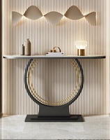 Table de console murale semi-circulaire de luxe en pierre pour hall d'entrée, style chinois minimaliste, nouvelle collection