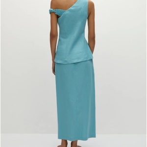 Vestido Midi de Lino para Mujer, Cintura Alta, Corte Holgado, Informal, Verano, Transpirable, Sexy, Venta al Por Mayor OEM - Product Image 4