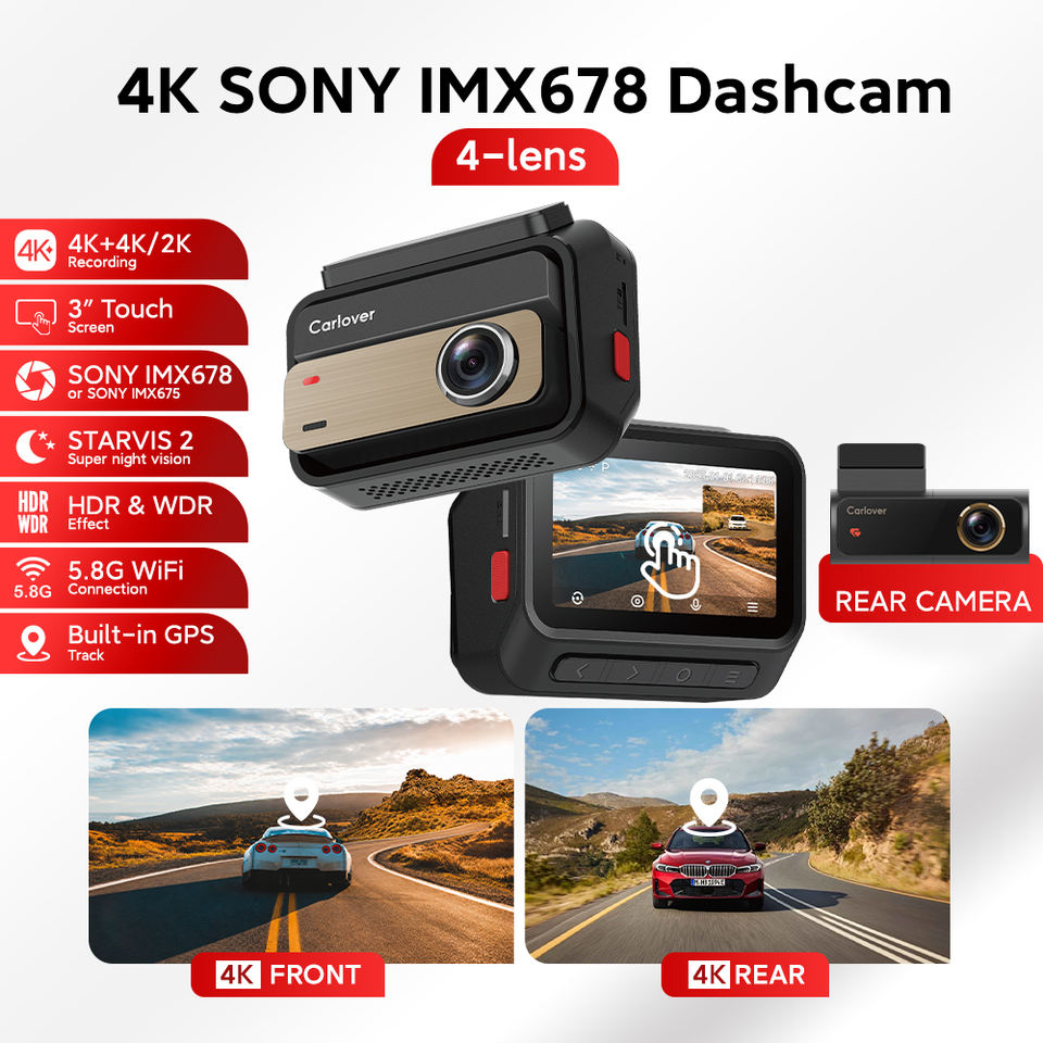 4K+4K Dual Lens Dash Cam Car Dvr S ONY IMX678 AI-ISP Night Vision GPS 5 ...