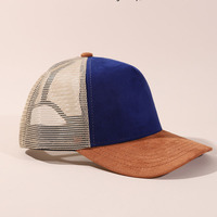 Gorras Trucker Snapback de Alta Calidad con Etiqueta Privada Personalizada, Diseño de 5 Paneles, Visera Curva, de Gamuza Vegana y Malla Estilo Country