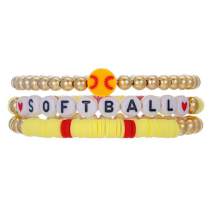 <b>Beaded</b> <b>Bracelet</b> Set Ball Theme Soccer Basketball Baseball Letter Beads Unisex Party Jewelry - Product Image 5