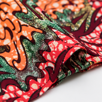Kain Twill Ankara Wax Print Glitter Emas Grosir 100% Poliester Kain Batik Afrika Motif Bunga Merah untuk Wanita dan Anak Perempuan
