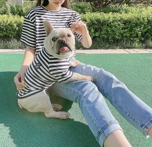 Camiseta de Algodón a Rayas para Perro, Linda y Cómoda, Ropa de Verano para Mascotas, Conjunto a Juego para Perros y Dueños - Product Image 1