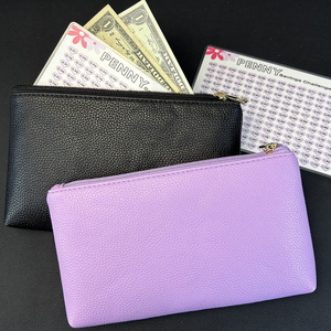 Nieuwkomers Groothandel Rts Duurzaam Waterdicht Geld Besparing Challenge Pebble Pu Rits Pouch Portemonnee Custom Tracker Opbergtas