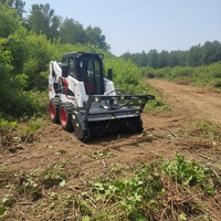 TOPS Forest Mulcher Mini Skid Steer Mulcher Tracked Loader con Alimentazione Idraulica, Attacco Cippatore ad Alta Efficienza