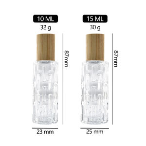 Bouteille à roulement à billes portable vide 10ml 15ml Bouteille d'huile essentielle unique avec surélevé sur la surface avec un couvercle en bois - Product Image 6