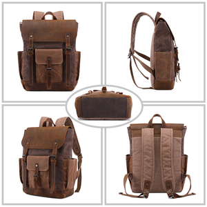 Mochila de Lona Encerada Vintage Personalizada con Logotipo, para Camping, Senderismo, Viajes, Deportes Casuales, para <span class=keywords><strong>Hombre</strong></span> - Product Image 6