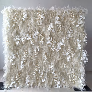 Mur de fleurs en tissu fait main pour décoration de mariage, toile de fond en tissu 8x8 pieds, décoration murale enroulable pour événements et fêtes - Product Image 6