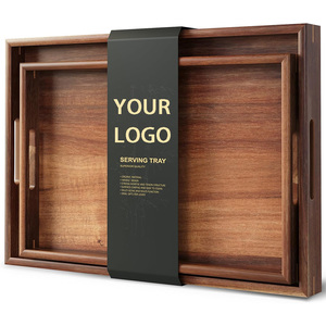 Juego de <span class=keywords><strong>2</strong></span> bandejas de madera de acacia <span class=keywords><strong>para</strong></span> servir, bandeja decorativa <span class=keywords><strong>para</strong></span> servir desayuno, almuerzo, cena, mesa de café, fiesta, cocina - Product Image 1