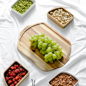 Plateau de noix en céramique en <span class=keywords><strong>bois</strong></span> d'acacia de haute qualité quatre compartiments Mini assiettes de service pour l'usine de bonbons en gros écologique - Product Image 5