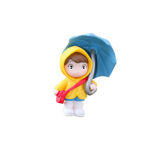 Figurine de fille avec parapluie, décoration de voiture de dessin animé, mini ornement en plastique pour intérieur de véhicule, poupée décorative, jouet unisexe - Product Image 5