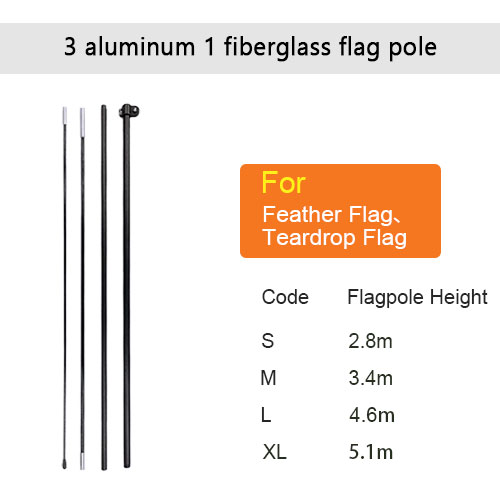 3 aluminum 1 fiberglass flagpole