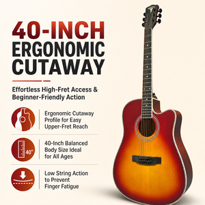 Guitarra Sunburst Cutaway com Corpo em Abeto, Fundo em Mogno, Braço em Jacarandá, 6 Cordas, Opções em Preto e Natural - Product Image 6