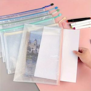 Custom Large Capacity A4 PVC File Bag Thickened Mesh Folder Pattern <b>Document</b> Storage Bag Students Tests Papers Zipper Pouches - Product Image 1