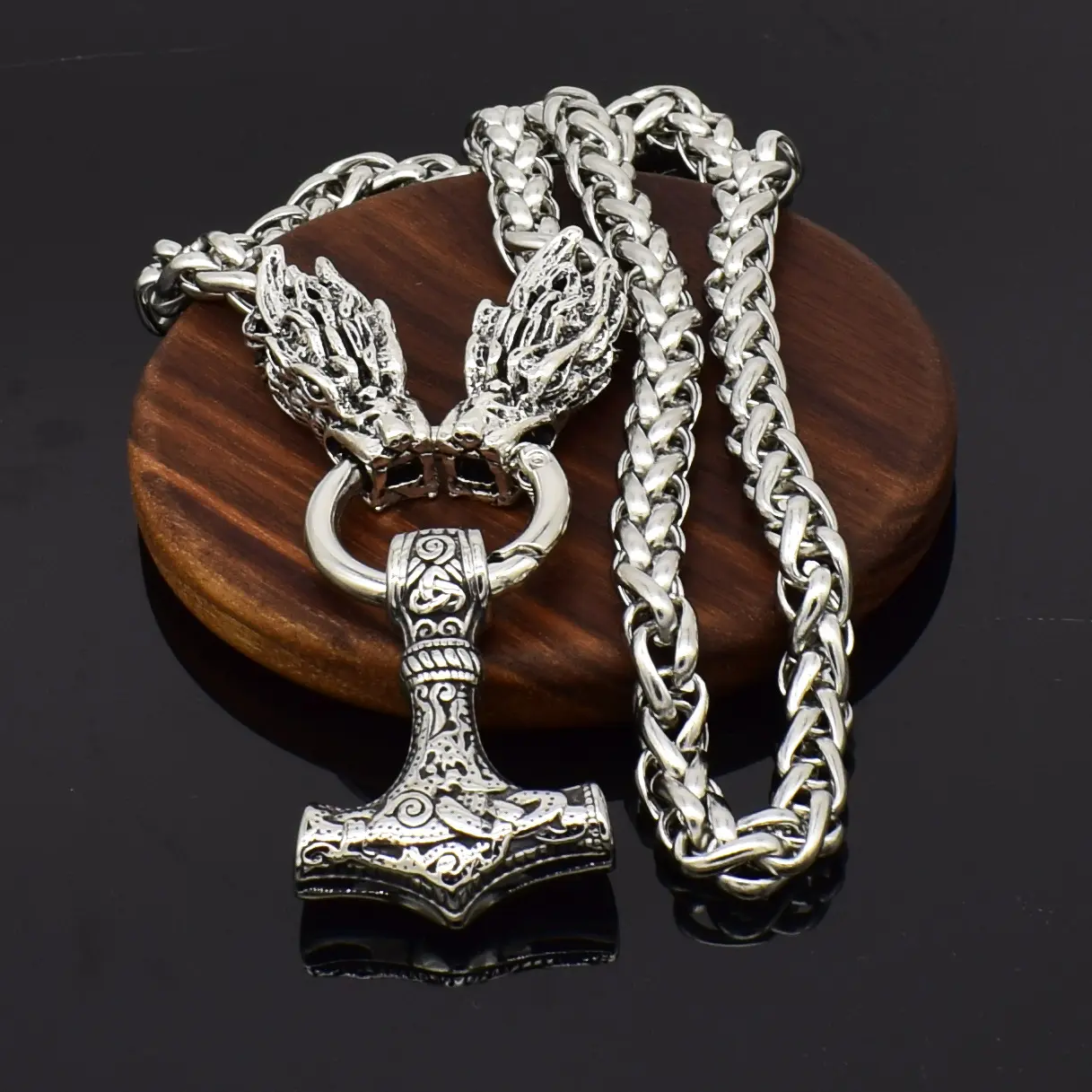 Wholesale 316L Stainless Steel Viking Jewelry Hammer Mjolnir Necklace Men Pendant Necklace Thor Hammer Necklace For Men