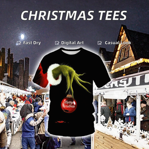 Camisetas Navideñas 100% Algodón al por Mayor, Cómodas, con Estampado, Lisas, para Impresión Digital, Tejido Personalizado, Gran Venta, Precio Muy Bajo - Product Image 2