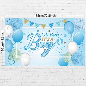 Baby Party Hintergrund Dekoration Baby Dusche Banner Hintergrund geeignet für Baby Willkommen Party liefert für Jungen - Product Image 2