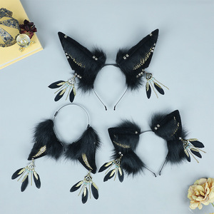 E0054 Anubis Temple Plush Wolf Ear Diadema Cosplay Comic Con Party Costume Headpiece - Product Image 6