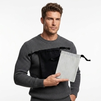 Sac à cordon en toile blanc/noir, léger, pliable, avec cordon de serrage, pochette anti-poussière pour le rangement de cosmétiques et de bijoux