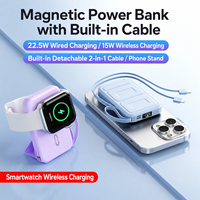 Batterie externe magnétique pliable 3 en 1 avec charge rapide 10000mAh, câble intégré PD22.5W, avec support, Li-Polymère, portable