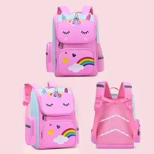 New Fashion School Bags Student Bookbag Backpacks 2024 For Girls Kid Cartoon Unicorn Polyester Backpack Bag