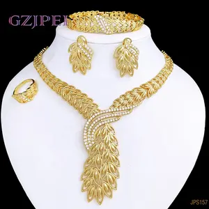 Dubai Gold Color Jewelry Set Fashion Women Jewelry Classic Nigeria African Necklace Earring Bracelet Ring Trendy 18K Gold Plated
