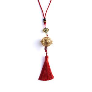 Customized Design Globe Shape Gold Hollow Metal Car Fragrance with Tassel - Product Image 2