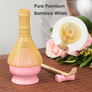 Ensemble de thé matcha japonais en céramique de 7 pièces, bol traditionnel gravé, brosse à thé, fouet en polypropylène pour le café, le thé, le matcha - Product Image 2