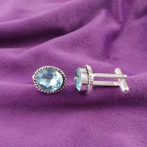 Boutons de manchette et pinces à cravate ethniques en argent massif en gros à la mode dernière mode glamour du dernier fournisseur - Product Image 2