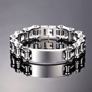 Bracelet chaîne de vélo en acier inoxydable plaqué or PVD de 14 mm pour homme, style hip-hop, personnalisé, chaîne de moto - Product Image 4