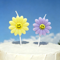 Lot de 5 bougies d'anniversaire mignonnes en forme de marguerite, décorations de gâteau pastel avec pics pour enfants, baby shower, fête de jardin féerique