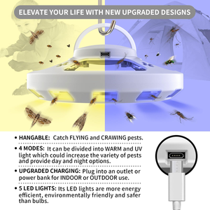 Harmless Smart Pest Control USB Electric Insect-Attracting Come with 2 Adhesive Boards <b>Flea</b> <b>Trap</b> for Inside Your Home - Product Image 3