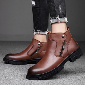 <span class=keywords><strong>Chaussures</strong></span> pour hommes en cuir pleine fleur, grande taille 47, mi-mollet, respirantes, style britannique, à fermeture éclair, nouvelle collection automne/hiver, pour le commerce transfrontalier - Product Image 3
